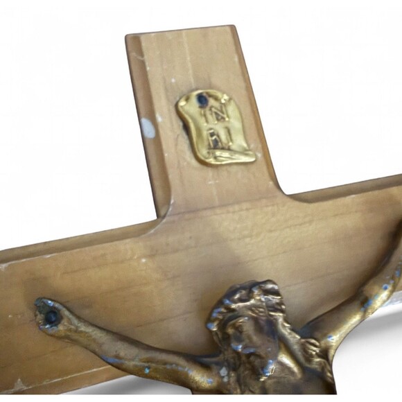 Vintage Wooden 12" Wall Cross Crucifix Holy Religious Jesus - Picture 4 of 6
